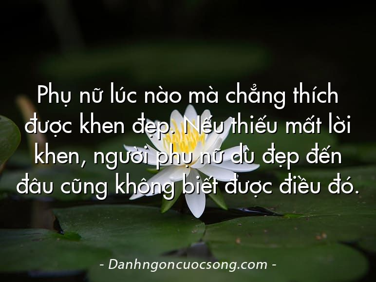 Phụ nữ lúc nào mà chẳng thích được khen đẹp. Nếu thiếu mất lời khen, người phụ nữ dù đẹp đến đâu cũng không biết được điều đó.
