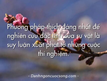 Phương pháp thích đáng nhất để nghiên cứu đặc tính của sự vật là suy luận xuất phát từ những cuộc thí nghiệm.