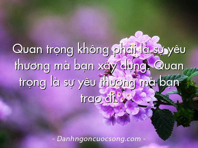 Quan trọng không phải là sự yêu thương mà bạn xây dựng. Quan trọng là sự yêu thương mà bạn trao đi.
