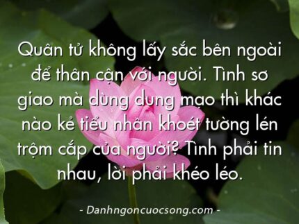Quân tử không lấy sắc bên ngoài để thân cận với người. Tình sơ giao mà dùng dung mạo thì khác nào kẻ tiểu nhân khoét tường lén trộm cắp của người? Tình phải tin nhau, lời phải khéo léo.
