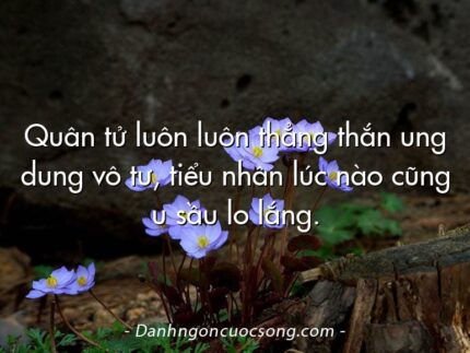 Quân tử luôn luôn thẳng thắn ung dung vô tư, tiểu nhân lúc nào cũng u sầu lo lắng.