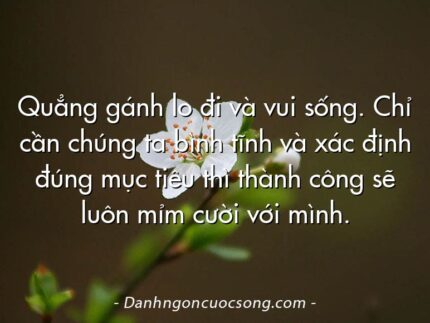 Quẳng gánh lo đi và vui sống. Chỉ cần chúng ta bình tĩnh và xác định đúng mục tiêu thì thành công sẽ luôn mỉm cười với mình.