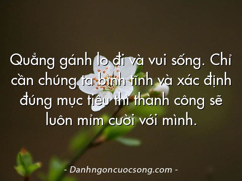 Quẳng gánh lo đi và vui sống. Chỉ cần chúng ta bình tĩnh và xác định đúng mục tiêu thì thành công sẽ luôn mỉm cười với mình.