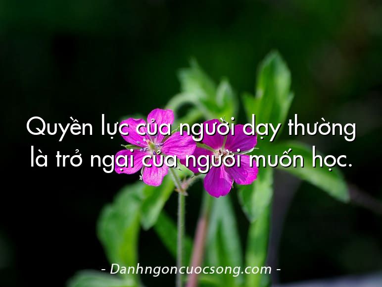 Quyền lực của người dạy thường là trở ngại của người muốn học.