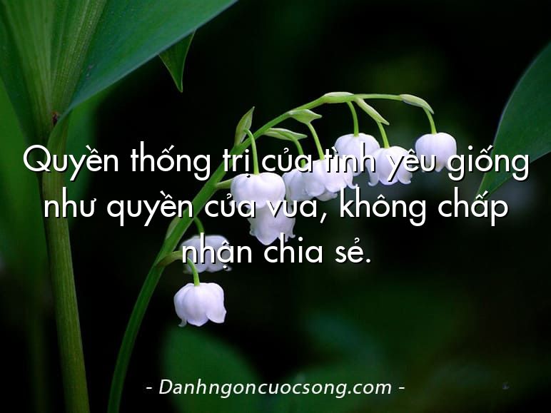 Quyền thống trị của tình yêu giống như quyền của vua, không chấp nhận chia sẻ.