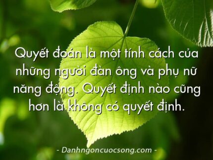 Quyết đoán là một tính cách của những người đàn ông và phụ nữ năng động. Quyết định nào cũng hơn là không có quyết định.