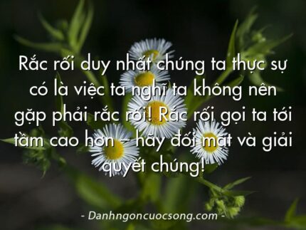 Rắc rối duy nhất chúng ta thực sự có là việc ta nghĩ ta không nên gặp phải rắc rối! Rắc rối gọi ta tới tầm cao hơn – hãy đối mặt và giải quyết chúng!