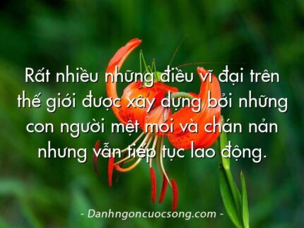 Rất nhiều những điều vĩ đại trên thế giới được xây dựng bởi những con người mệt mỏi và chán nản nhưng vẫn tiếp tục lao động.