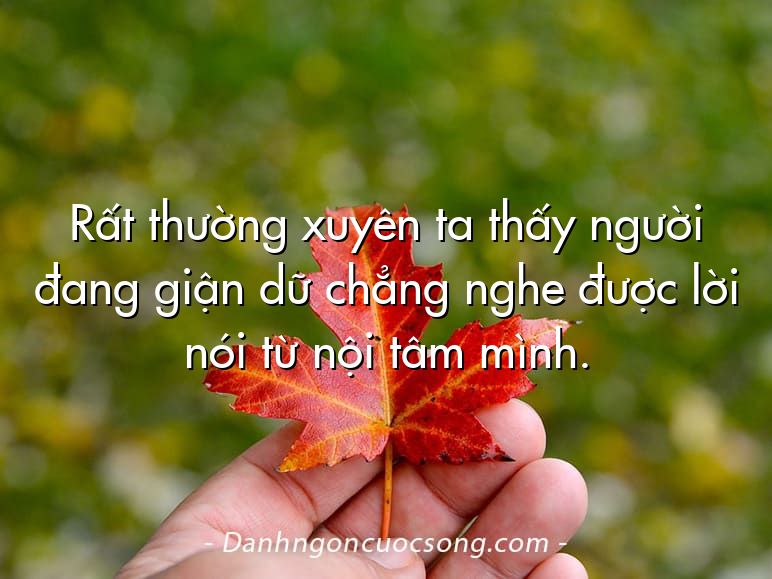 Rất thường xuyên ta thấy người đang giận dữ chẳng nghe được lời nói từ nội tâm mình.