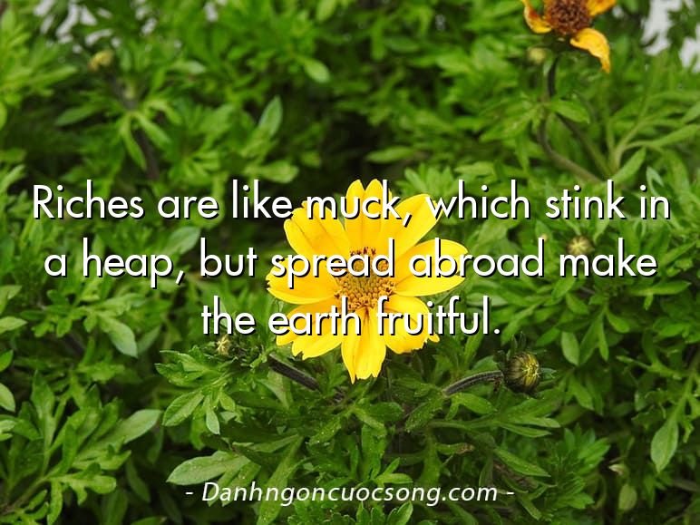 Riches are like muck, which stink in a heap, but spread abroad make the earth fruitful.