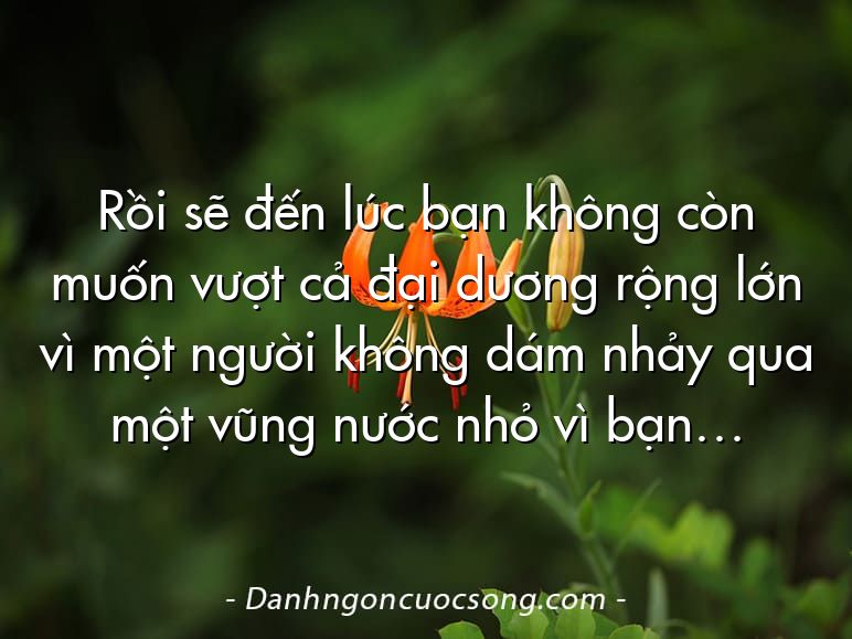 Rồi sẽ đến lúc bạn không còn muốn vượt cả đại dương rộng lớn vì một người không dám nhảy qua một vũng nước nhỏ vì bạn…