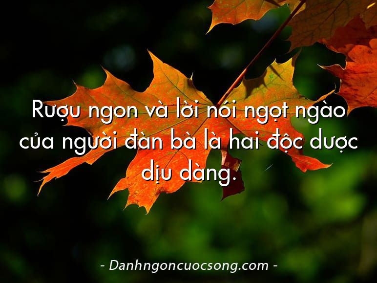 Rượu ngon và lời nói ngọt ngào của người đàn bà là hai độc dược dịu dàng.