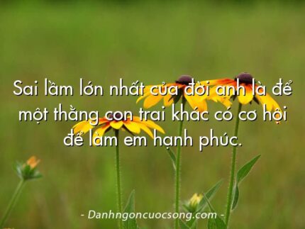 Sai lầm lớn nhất của đời anh là để một thằng con trai khác có cơ hội để làm em hạnh phúc.