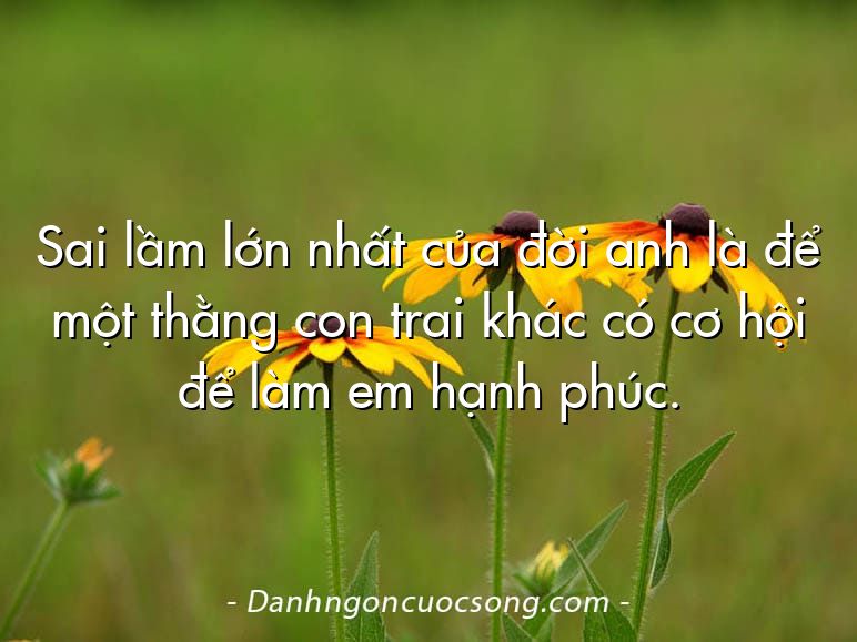 Sai lầm lớn nhất của đời anh là để một thằng con trai khác có cơ hội để làm em hạnh phúc.