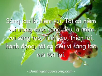 Sáng tạo là niềm vui. Tất cả niềm vui trong cuộc sống đều là niềm vui sáng tạo. Tình yêu, thiên tài, hành động, tất cả đều vì sáng tạo mà tồn tại.