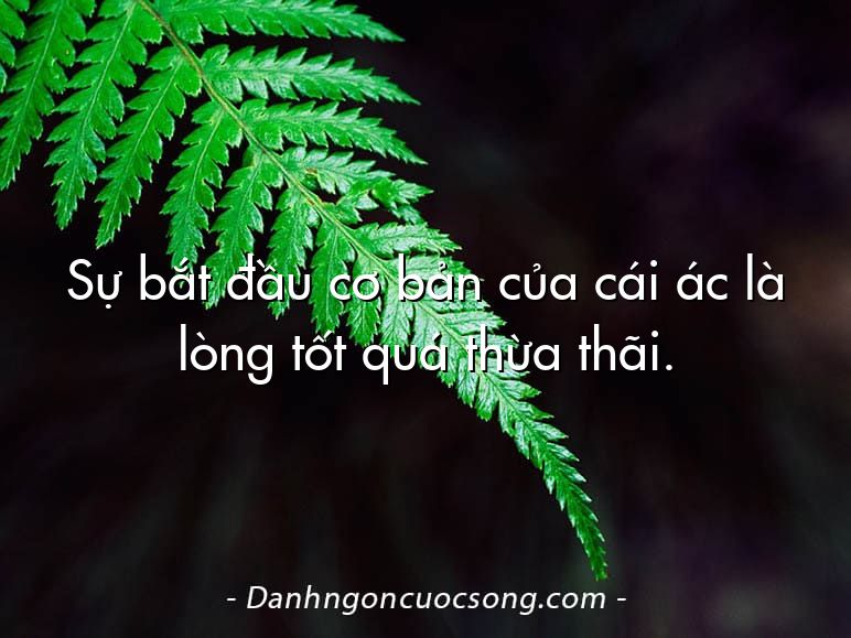 Sự bắt đầu cơ bản của cái ác là lòng tốt quá thừa thãi.