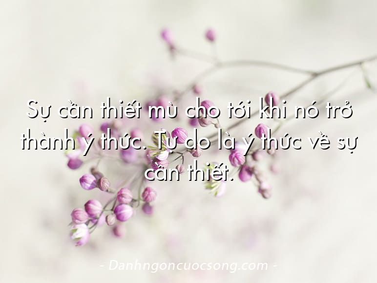 Sự cần thiết mù cho tới khi nó trở thành ý thức. Tự do là ý thức về sự cần thiết.