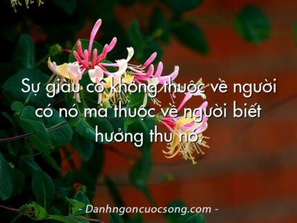Sự giàu có không thuộc về người có nó mà thuộc về người biết hưởng thụ nó.