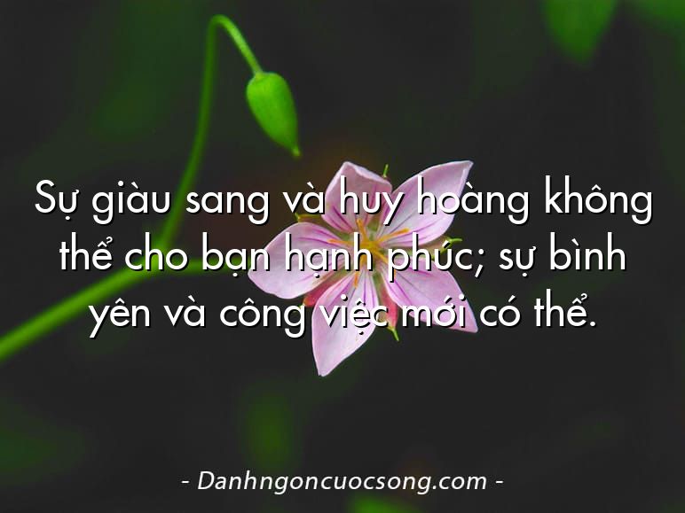 Sự giàu sang và huy hoàng không thể cho bạn hạnh phúc; sự bình yên và công việc mới có thể.
