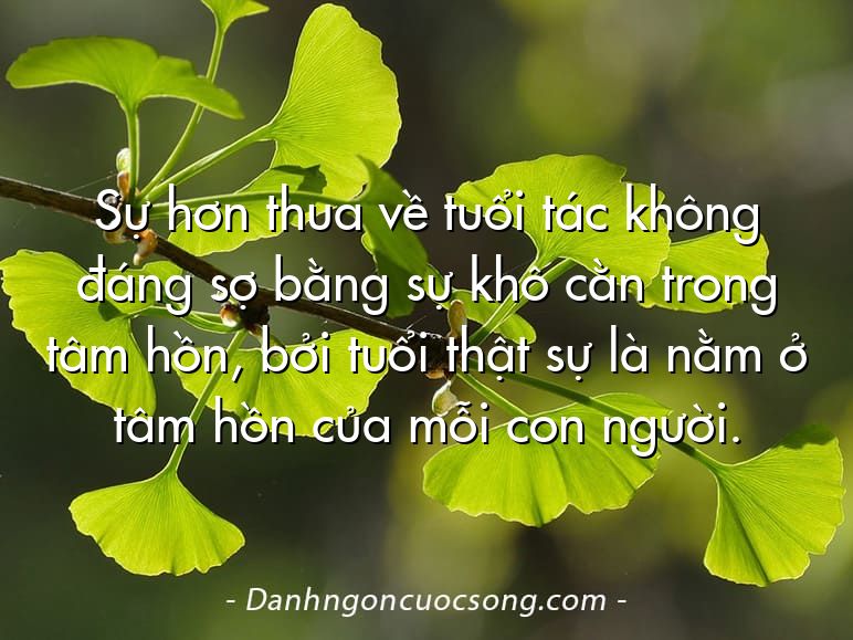 Sự hơn thua về tuổi tác không đáng sợ bằng sự khô cằn trong tâm hồn, bởi tuổi thật sự là nằm ở tâm hồn của mỗi con người.
