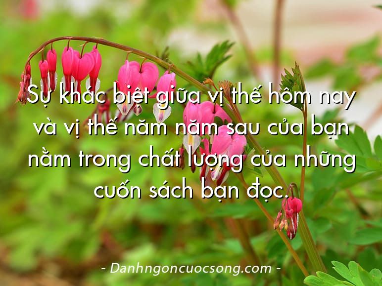 Sự khác biệt giữa vị thế hôm nay và vị thế năm năm sau của bạn nằm trong chất lượng của những cuốn sách bạn đọc.