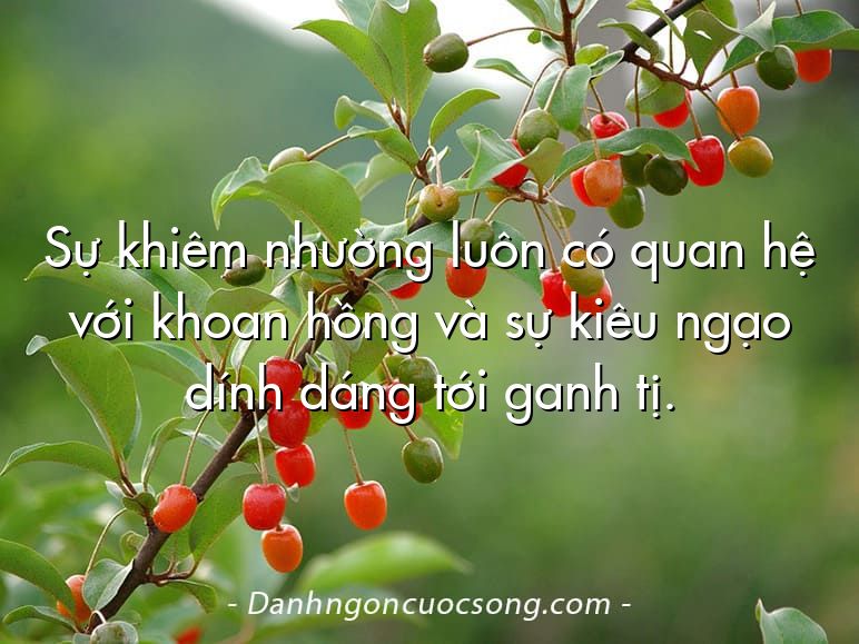 Sự khiêm nhường luôn có quan hệ với khoan hồng và sự kiêu ngạo dính dáng tới ganh tị.