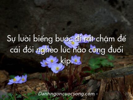 Sự lười biếng bước đi rất chậm để cái đói nghèo lúc nào cũng đuổi kịp.