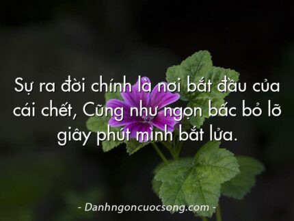 Sự ra đời chính là nơi bắt đầu của cái chết, Cũng như ngọn bấc bỏ lỡ giây phút mình bắt lửa.