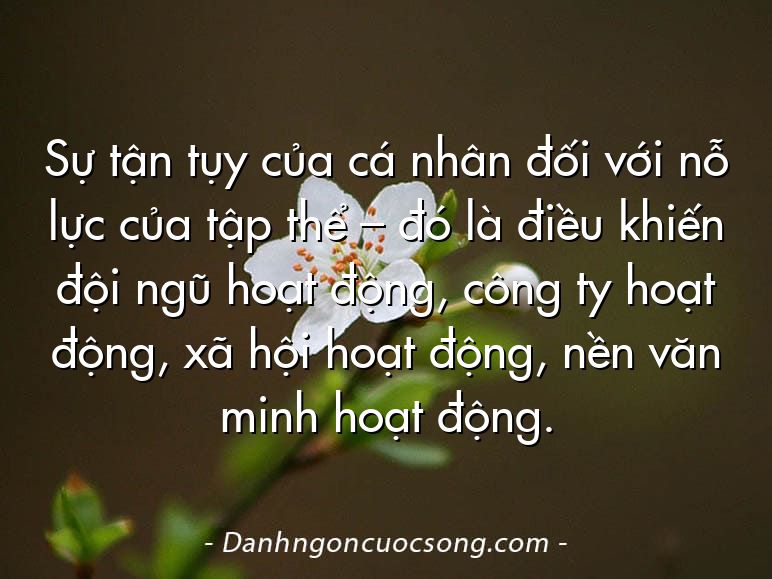 Sự tận tụy của cá nhân đối với nỗ lực của tập thể – đó là điều khiến đội ngũ hoạt động, công ty hoạt động, xã hội hoạt động, nền văn minh hoạt động.
