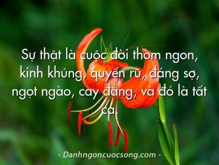 Sự thật là cuộc đời thơm ngon, kinh khủng, quyến rũ, đáng sợ, ngọt ngào, cay đắng, và đó là tất cả.