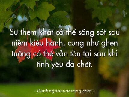 Sự thèm khát có thể sống sót sau niềm kiêu hãnh, cũng như ghen tuông có thể vẫn tồn tại sau khi tình yêu đã chết.