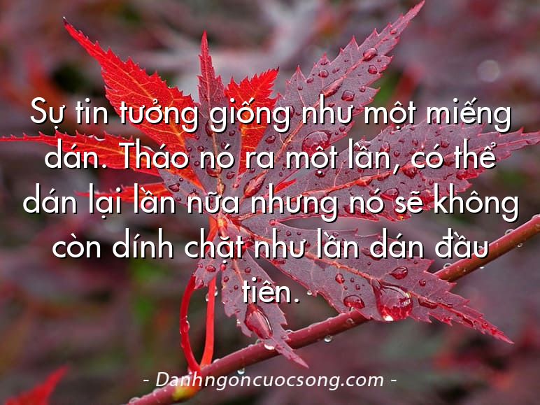 Sự tin tưởng giống như một miếng dán. Tháo nó ra một lần, có thể dán lại lần nữa nhưng nó sẽ không còn dính chặt như lần dán đầu tiên.