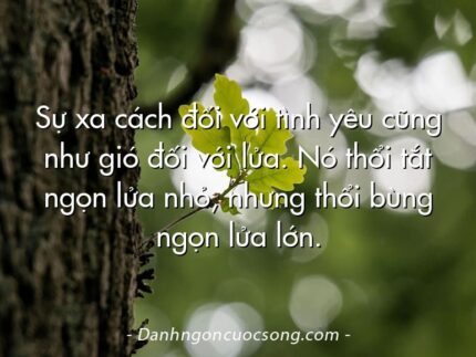 Sự xa cách đối với tình yêu cũng như gió đối với lửa. Nó thổi tắt ngọn lửa nhỏ, nhưng thổi bùng ngọn lửa lớn.