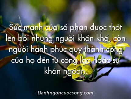 Sức mạnh của số phận được thốt lên bởi những người khốn khổ, còn người hạnh phúc quy thành công của họ đến từ công lao hoặc sự khôn ngoan.