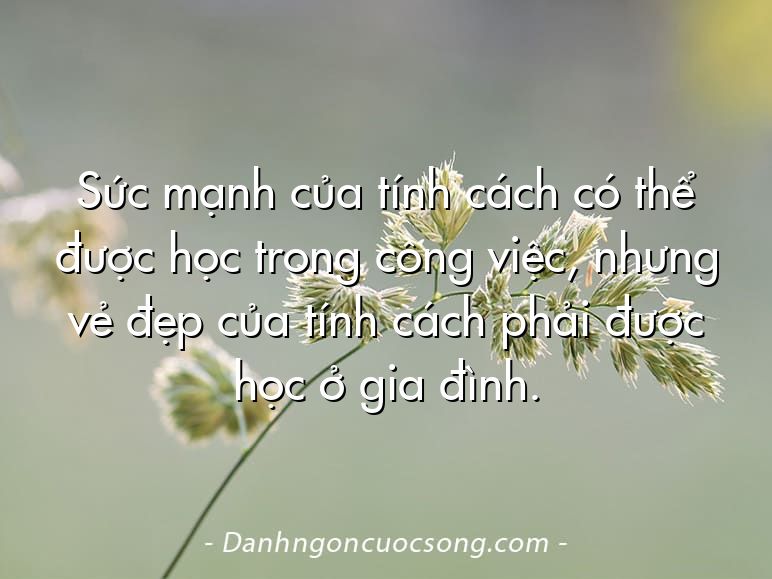 Sức mạnh của tính cách có thể được học trong công việc, nhưng vẻ đẹp của tính cách phải được học ở gia đình.