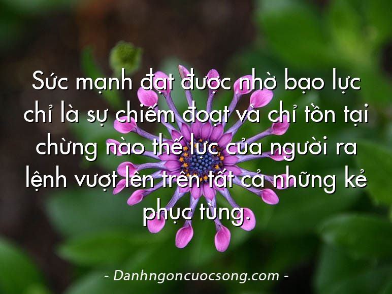 Sức mạnh đạt được nhờ bạo lực chỉ là sự chiếm đoạt và chỉ tồn tại chừng nào thế lực của người ra lệnh vượt lên trên tất cả những kẻ phục tùng.