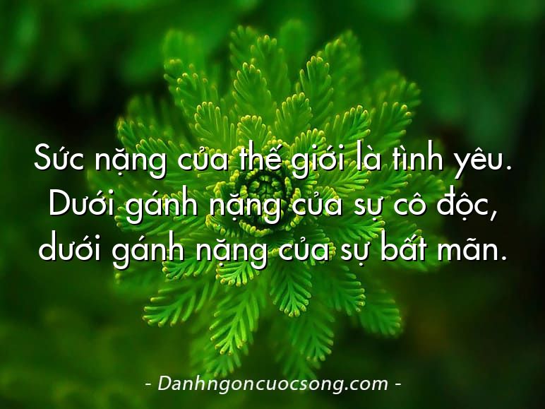 Sức nặng của thế giới là tình yêu. Dưới gánh nặng của sự cô độc, dưới gánh nặng của sự bất mãn.