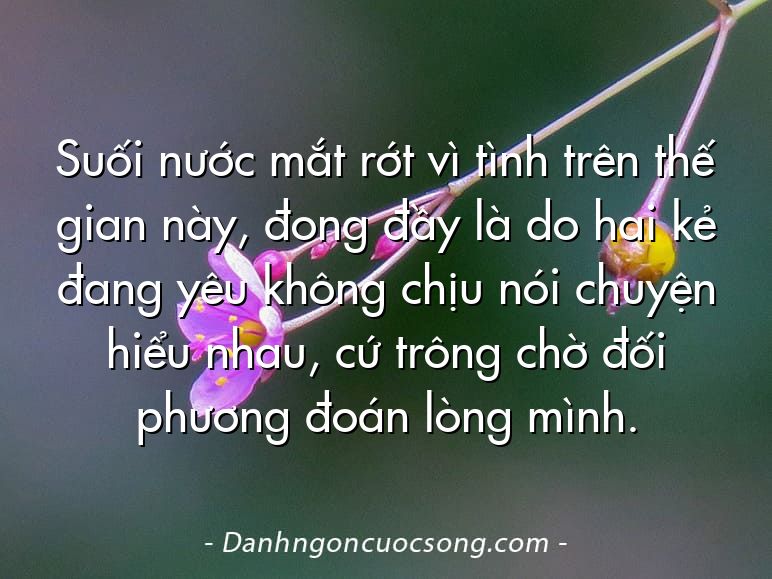 Suối nước mắt rớt vì tình trên thế gian này, đong đầy là do hai kẻ đang yêu không chịu nói chuyện hiểu nhau, cứ trông chờ đối phương đoán lòng mình.