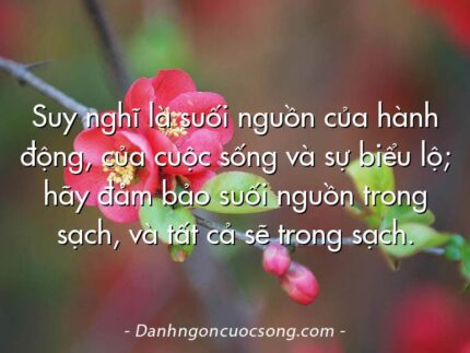 Suy nghĩ là suối nguồn của hành động, của cuộc sống và sự biểu lộ; hãy đảm bảo suối nguồn trong sạch, và tất cả sẽ trong sạch.