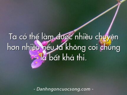 Ta có thể làm được nhiều chuyện hơn nhiều nếu ta không coi chúng là bất khả thi.