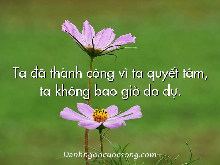 Ta đã thành công vì ta quyết tâm, ta không bao giờ do dự.