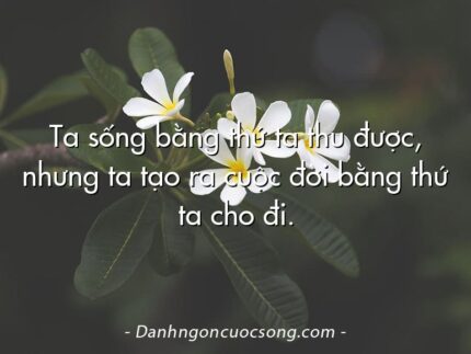 Ta sống bằng thứ ta thu được, nhưng ta tạo ra cuộc đời bằng thứ ta cho đi.