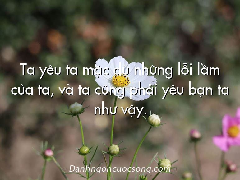 Ta yêu ta mặc dù những lỗi lầm của ta, và ta cũng phải yêu bạn ta như vậy.