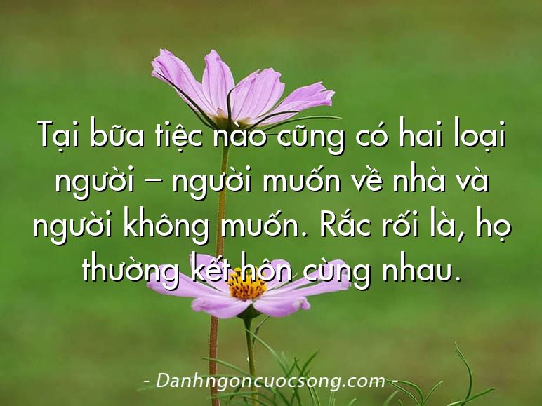 Tại bữa tiệc nào cũng có hai loại người – người muốn về nhà và người không muốn. Rắc rối là, họ thường kết hôn cùng nhau.