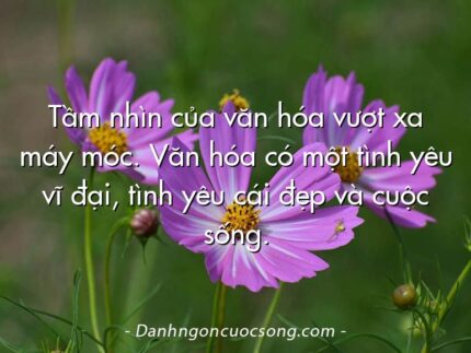 Tầm nhìn của văn hóa vượt xa máy móc. Văn hóa có một tình yêu vĩ đại, tình yêu cái đẹp và cuộc sống.