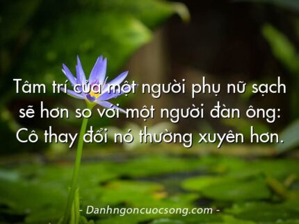 Tâm trí của một người phụ nữ sạch sẽ hơn so với một người đàn ông: Cô thay đổi nó thường xuyên hơn.