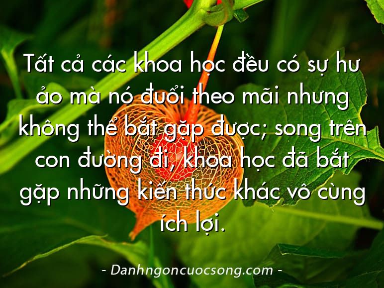 Tất cả các khoa học đều có sự hư ảo mà nó đuổi theo mãi nhưng không thể bắt gặp được; song trên con đường đi, khoa học đã bắt gặp những kiến thức khác vô cùng ích lợi.