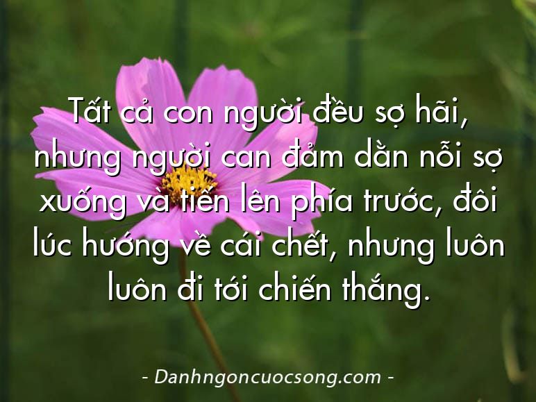 Tất cả con người đều sợ hãi, nhưng người can đảm dằn nỗi sợ xuống và tiến lên phía trước, đôi lúc hướng về cái chết, nhưng luôn luôn đi tới chiến thắng.