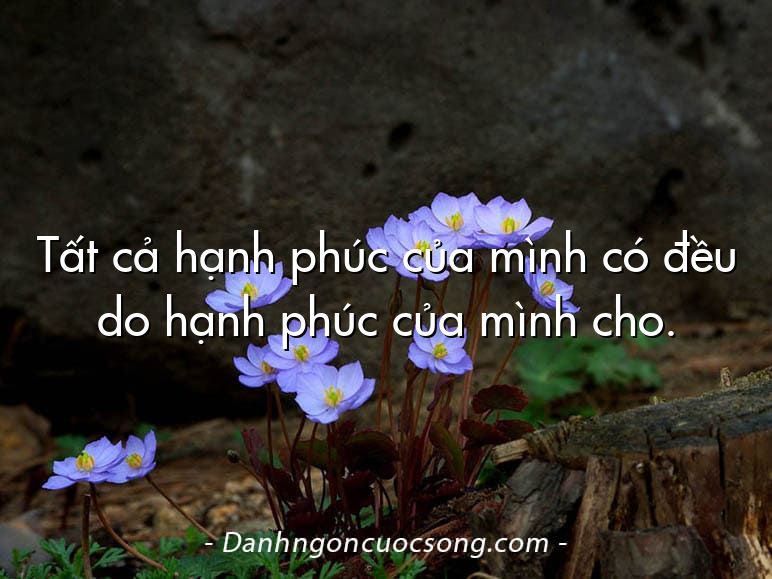 Tất cả hạnh phúc của mình có đều do hạnh phúc của mình cho.