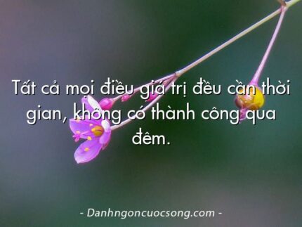 Tất cả mọi điều giá trị đều cần thời gian, không có thành công qua đêm.